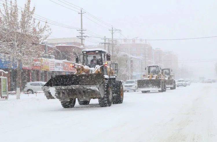 我市环卫及各部门单位集中开展清雪工作