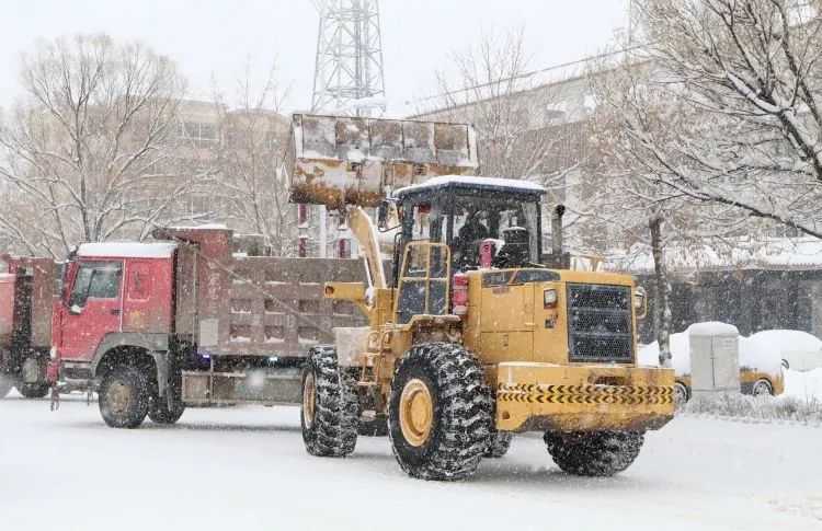 我市环卫及各部门单位集中开展清雪工作