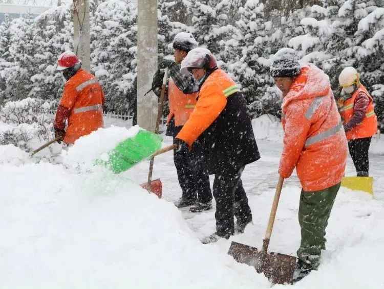 我市环卫及各部门单位集中开展清雪工作