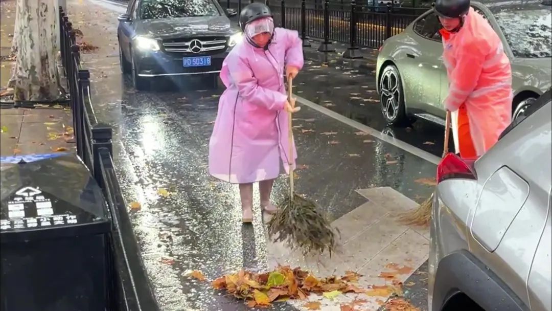 一上午清理200多袋落叶垃圾！风雨过后，这些人默默守护城市洁净……