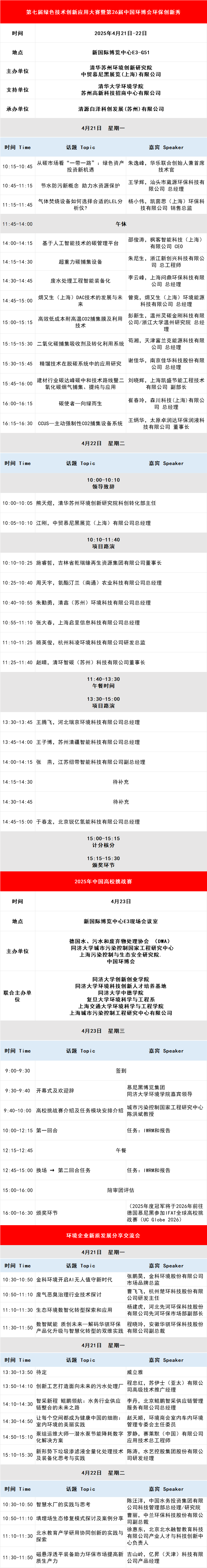 抢先揭晓！2025中国环境技术大会完整议程大公开，速来预约参会吧